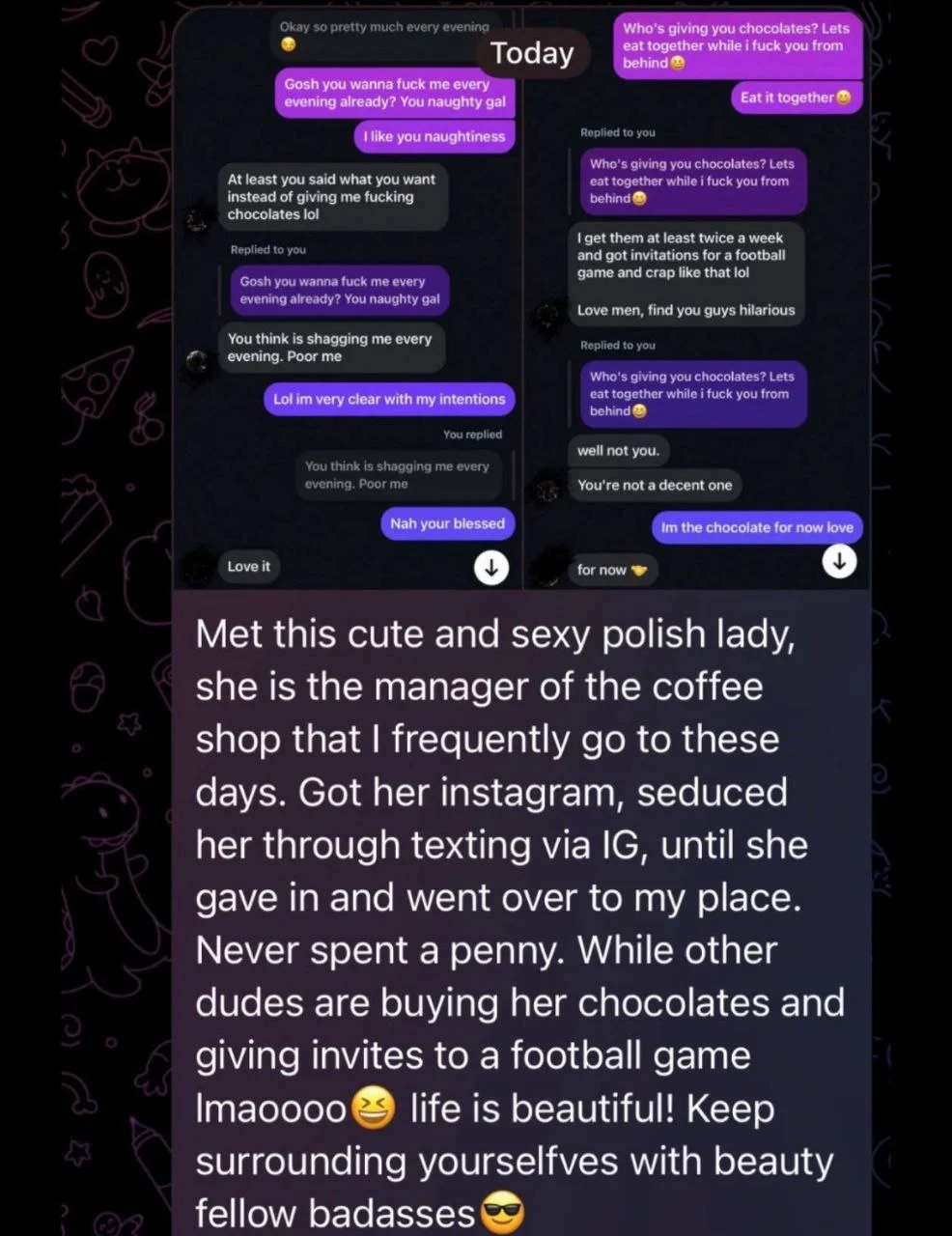 Customer testimonial screenshot with chat history