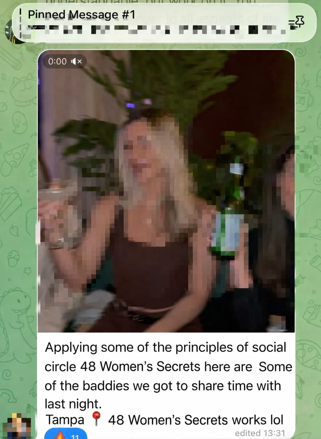 Customer testimonial screenshot from a group chat